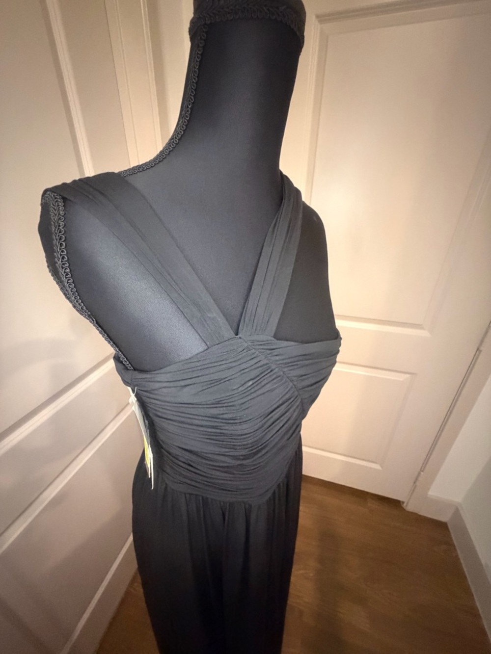 Gianni Bini Black Ruched Cross-Front Maxi Dress
